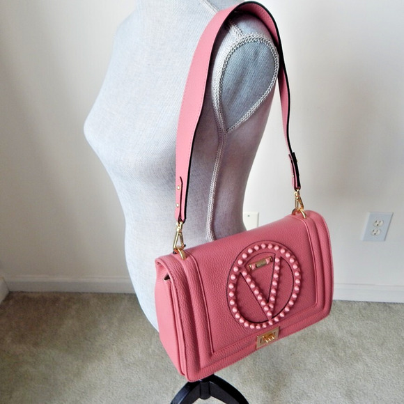 Valentino by Mario Valentino Alice Rock Pink Leather Flap Shoulder Bag NWT - Picture 13 of 16